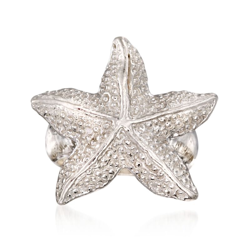 Sterling Silver Textured Starfish Ring image number 0
