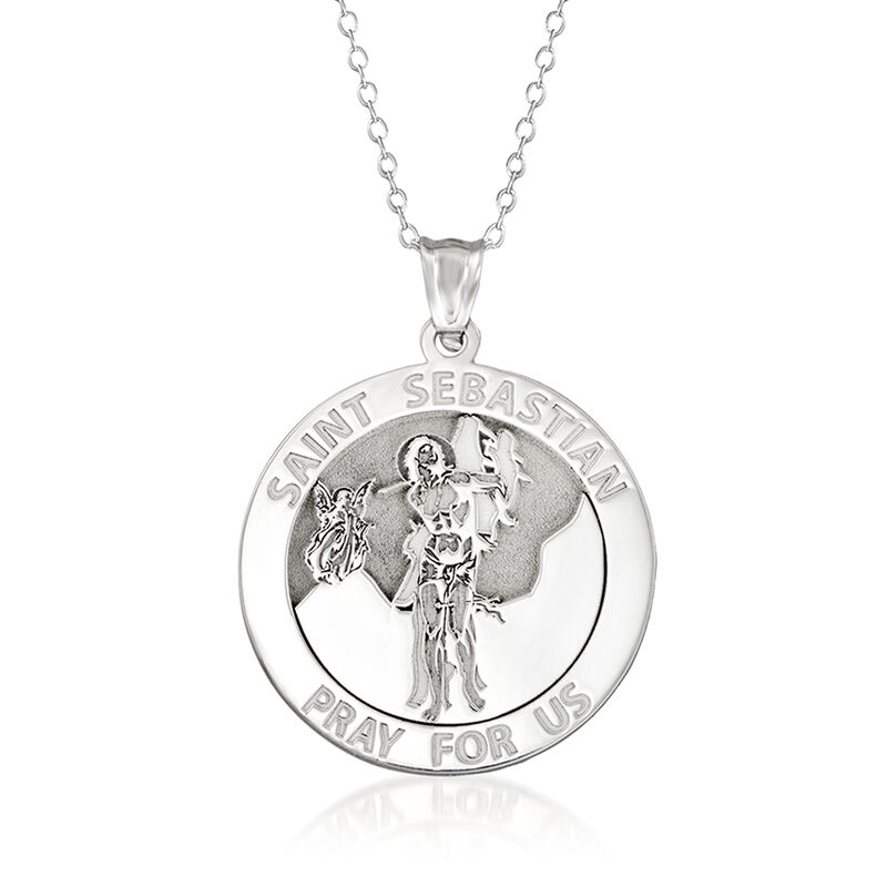 Sterling Silver Saint Sebastian Medal Pendant Necklace image number 0