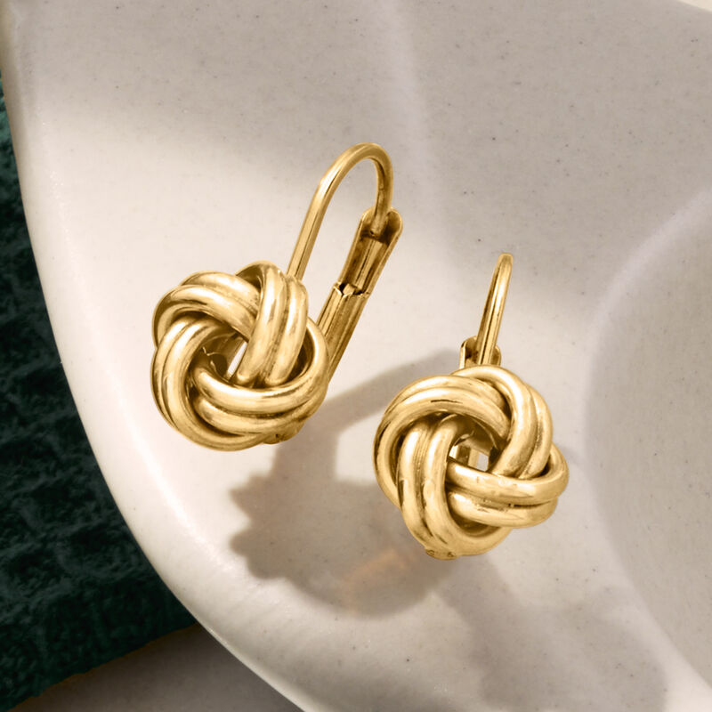Italian 10kt Yellow Gold Love Knot Drop Earrings  image number 3