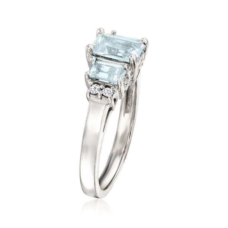 C. 2000 Vintage 1.10 ct. t.w. Aquamarine Ring with Diamonds in 14kt White Gold. Size 6.75 image number 2