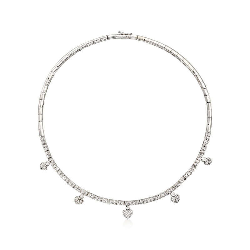C. 1990 Vintage 1.65 ct. t.w. Diamond Heart Drop Necklace in 18kt White Gold. 15" image number 0
