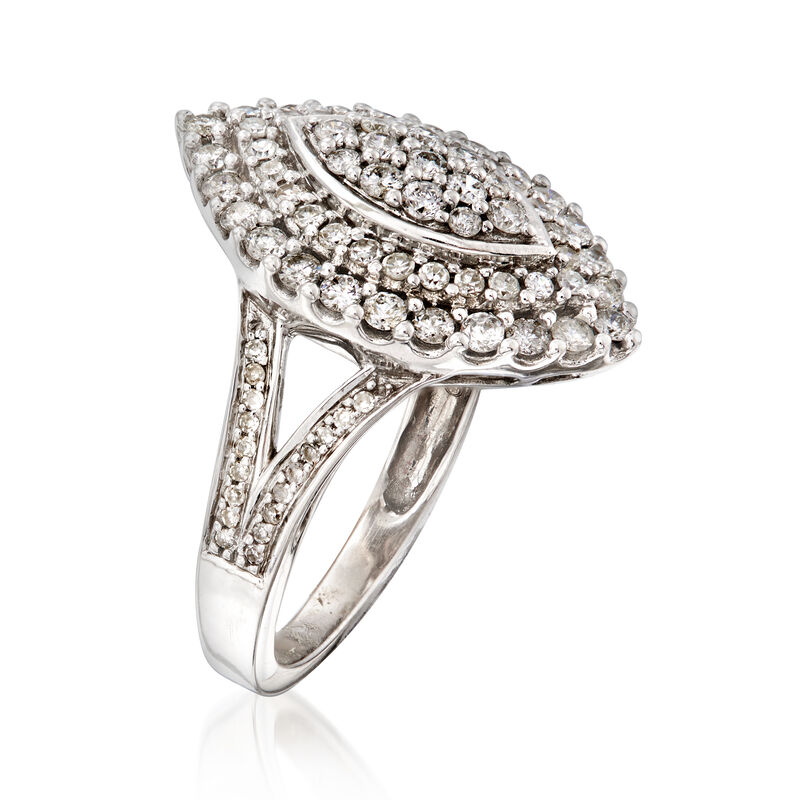 C. 1980 Vintage 1.20 ct. t.w. Diamond Cluster Ring in 14kt White Gold image number 2