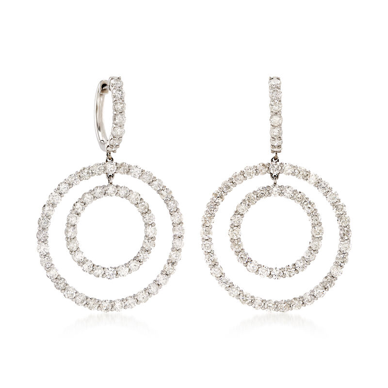 7.10 ct. t.w. Diamond Double Circle Drop Earrings in 18kt White Gold image number 2