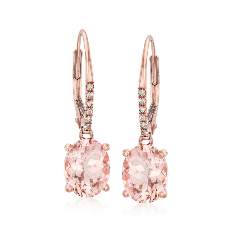 3.20 ct. t.w. Morganite Drop Earrings with Diamond Accents in 14kt Rose Gold image number 0