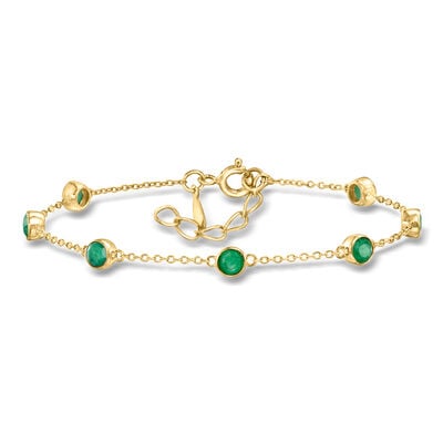 1.70 ct. t.w. Bezel-Set Emerald Station Bracelet in 18kt Gold Over Sterling