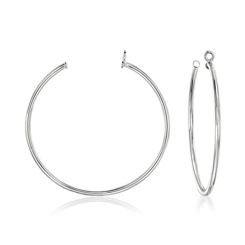 Italian .50 ct. t.w. CZ Jewelry Set: Stud Earrings and Hoop Jackets in Sterling Silver. 1 1/2&quot; image number 3