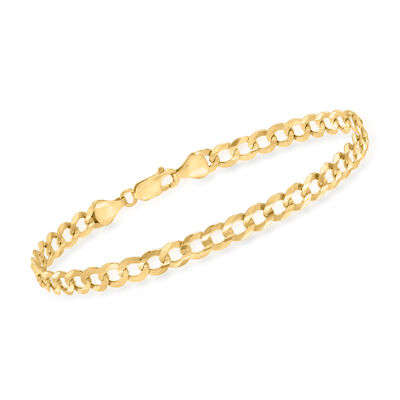 Men's 5.7mm 14kt Yellow Gold Faceted Curb-Link Bracelet