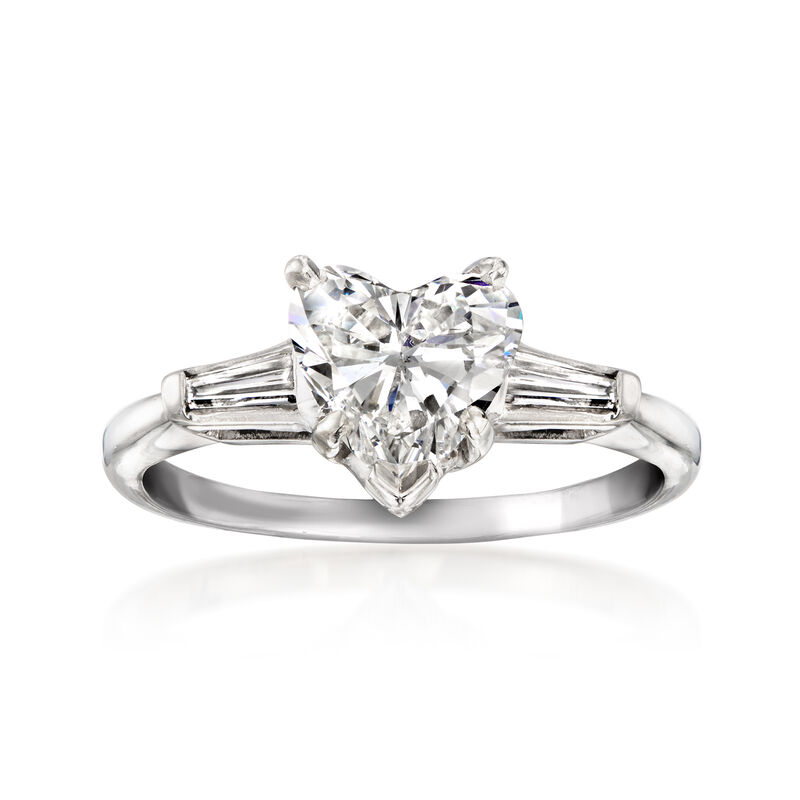 C. 1990 Vintage 2.00 ct. t.w. Diamond Heart Ring in Platinum. Size 6 image number 0