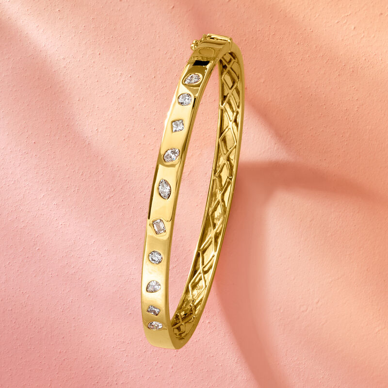 1.00 ct. t.w. Multi-Shaped Lab-Grown Diamond Bangle Bracelet in 18kt Gold Over Sterling image number 4