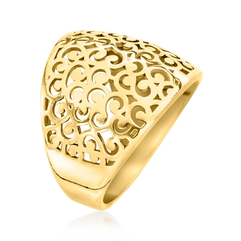 18kt Gold Over Sterling Filigree Ring. Size 8 image number 2