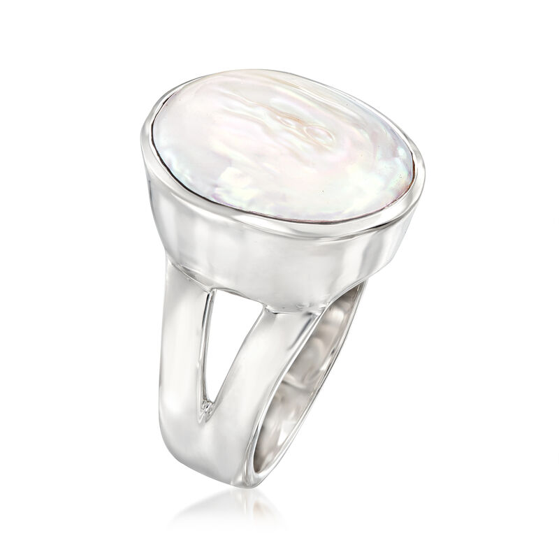 16.5-17.5mm Cultured Biwa Pearl Ring in Sterling Silver image number 2