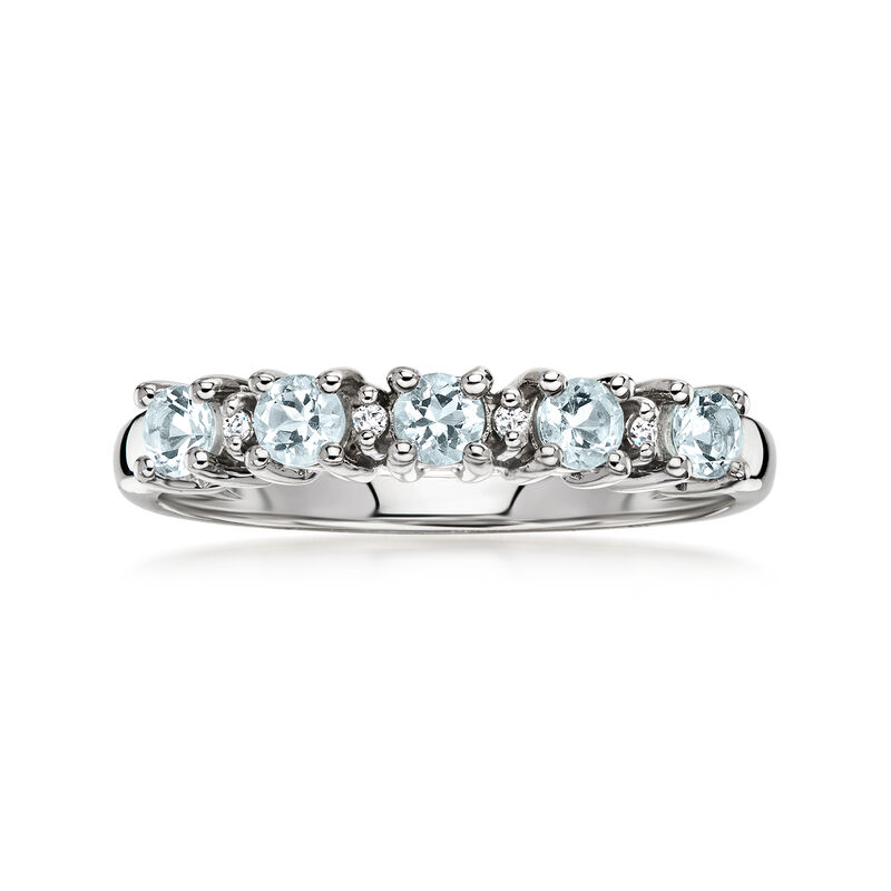 .50 ct. t.w. Aquamarine Five-Stone Ring with Diamonds in Sterling Silver image number 0