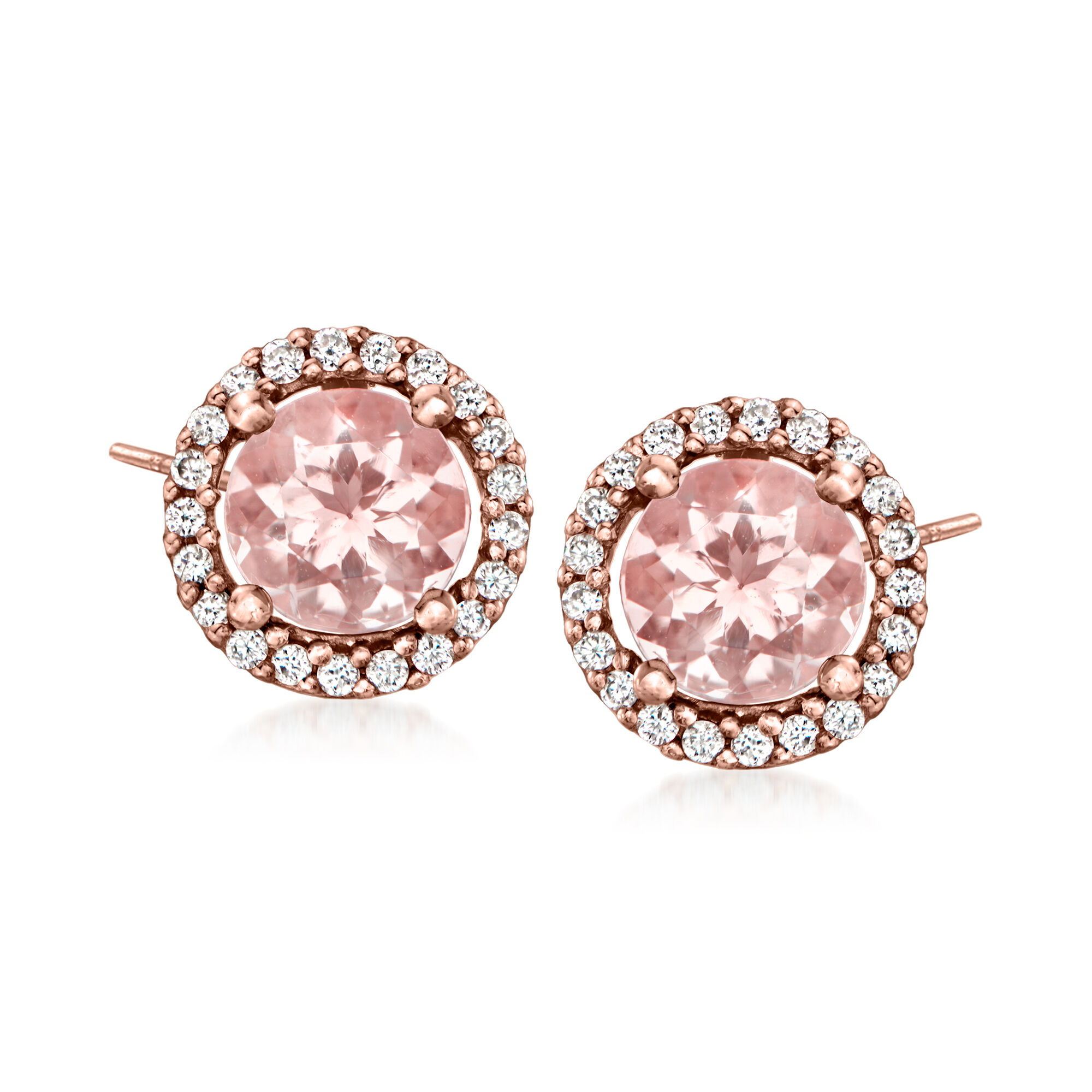 70 ct. t.w. Morganite and .11 ct. t.w. Diamond Earrings in 14kt