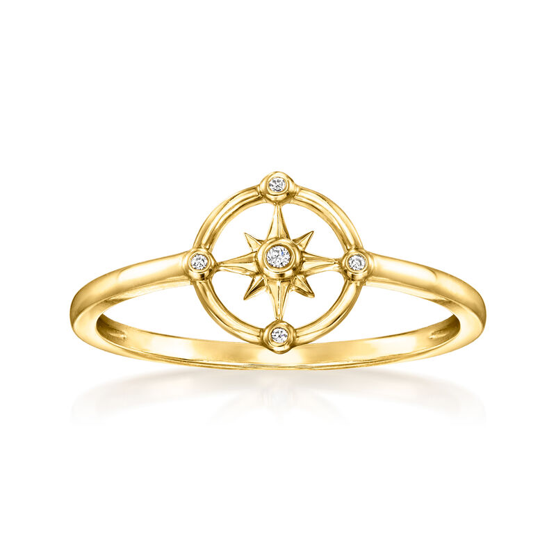Diamond Compass Ring in 14kt Yellow Gold image number 0