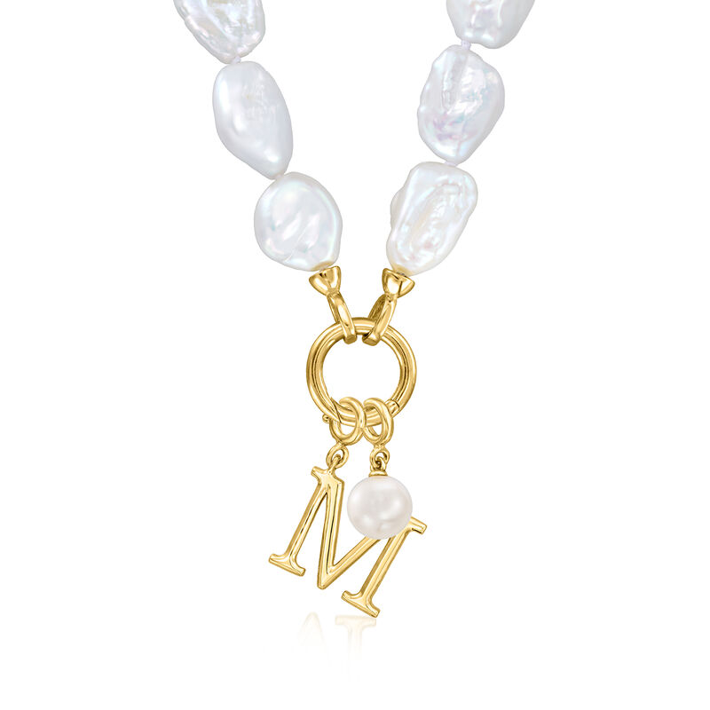 10-12mm Cultured Baroque Pearl Charm-Compatible Necklace with 18kt Gold Over Sterling image number 2