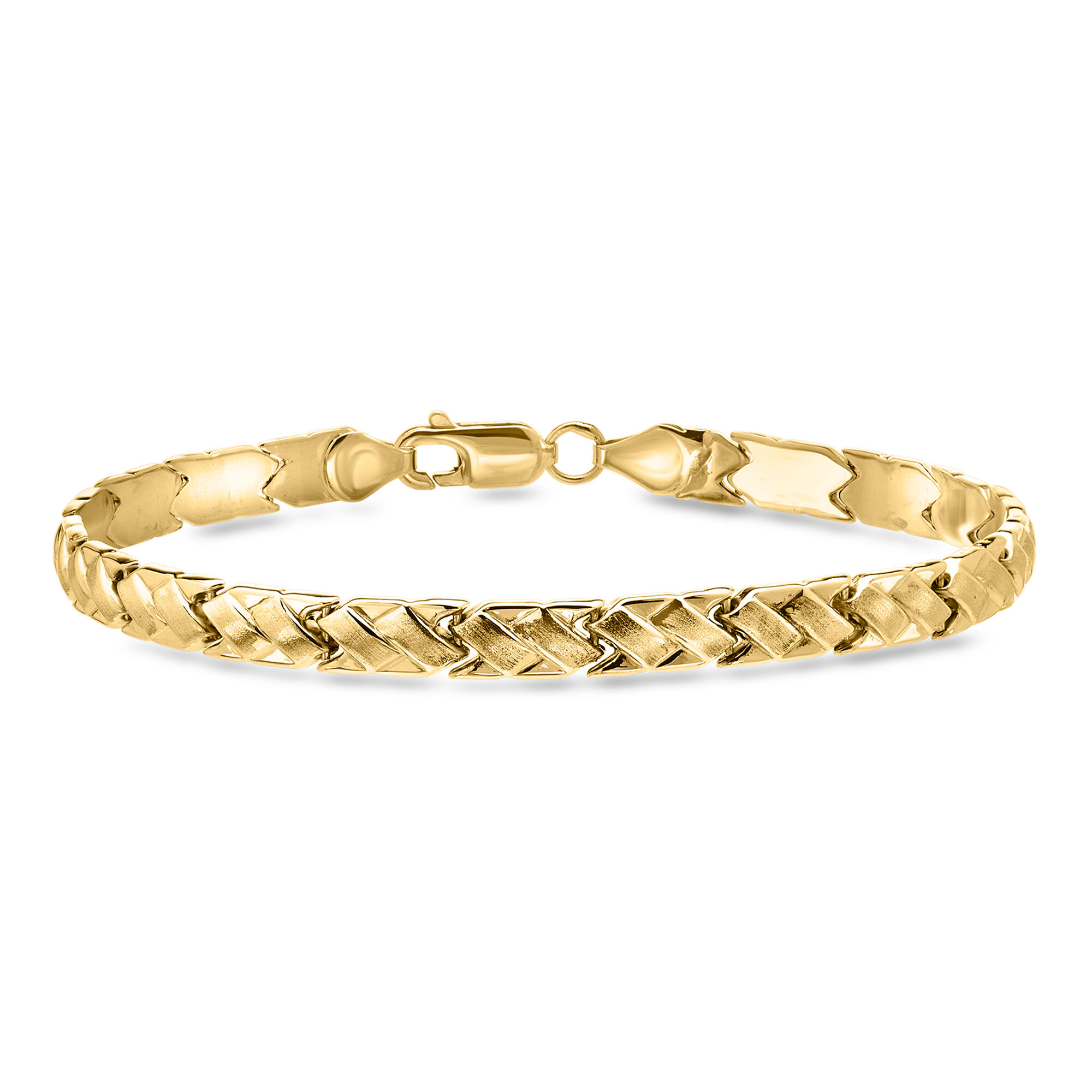 C. 1990 Vintage 14kt Yellow Gold Chevron-Link Bracelet. 7.5&quot