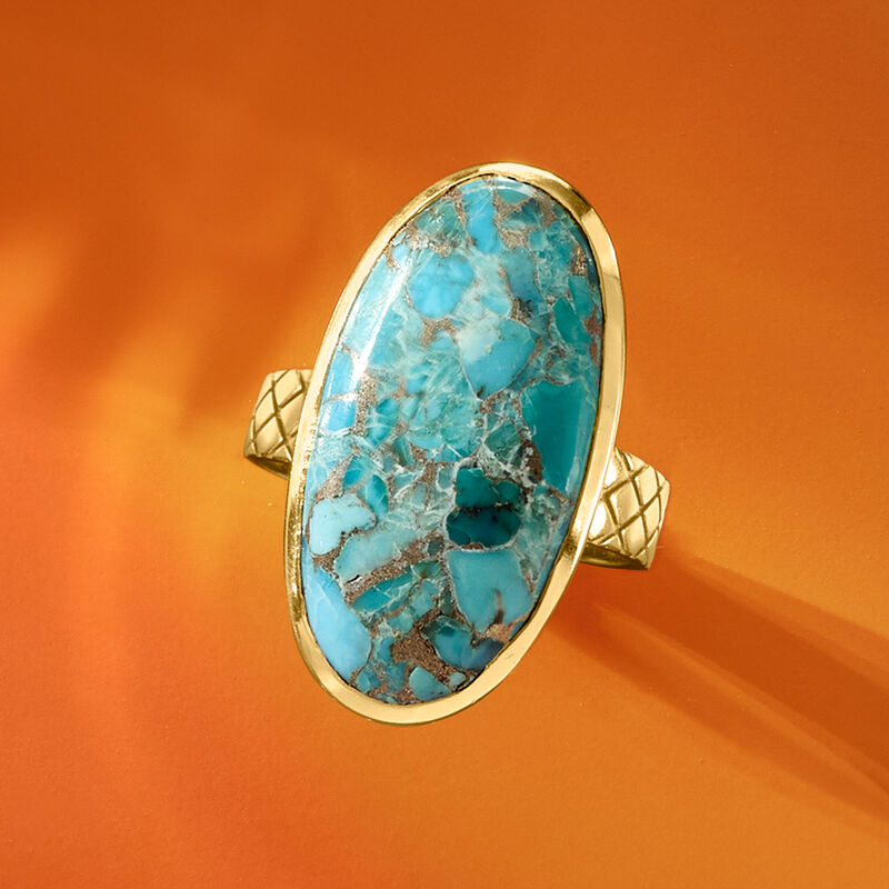 Mohave Turquoise Ring in 18kt Gold Over Sterling image number 5