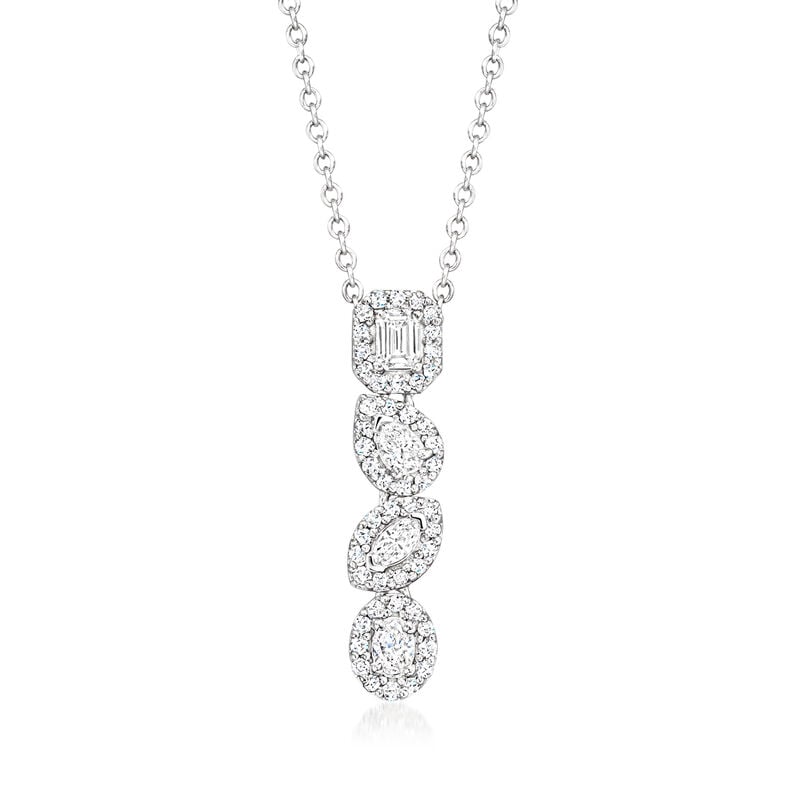 .50 ct. t.w. Multi-Shaped Diamond Linear Necklace in 14kt White Gold. 18&quot; image number 1