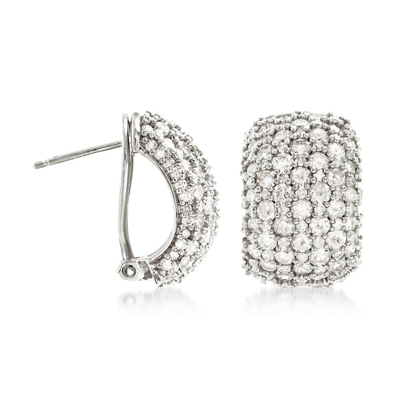 5.00 ct. t.w. Pave Diamond Earrings in Sterling Silver image number 2
