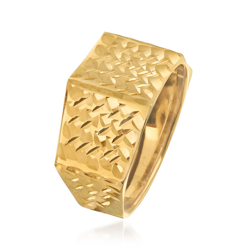 Italian 14kt Yellow Gold Diamond-Cut and Polished Ring image number 2