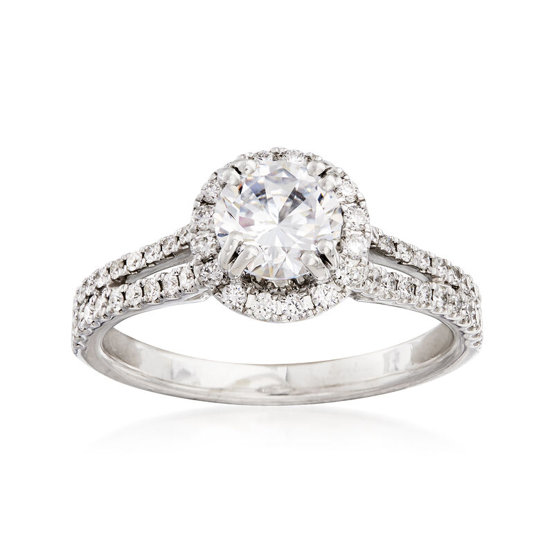 .54 ct. t.w. Diamond Halo Engagement Ring Setting in 14kt White Gold image number 0