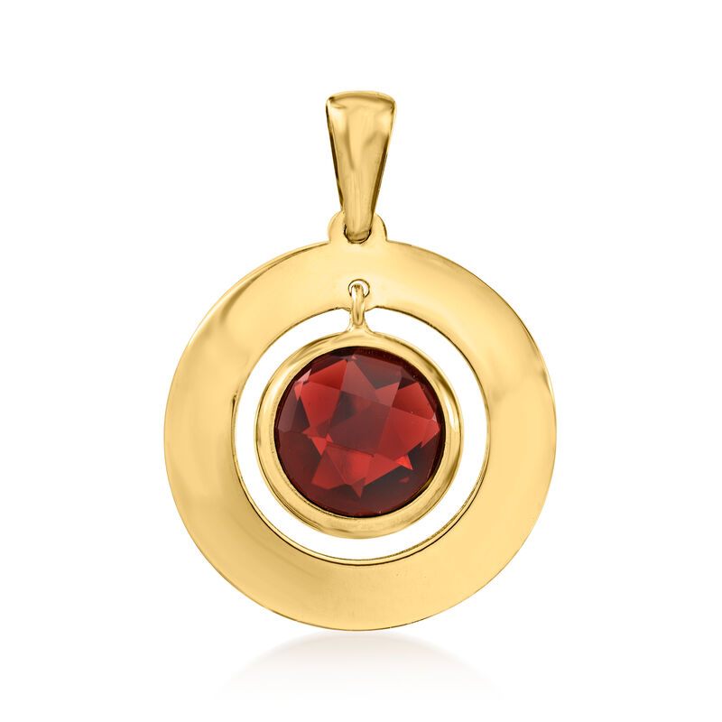 2.30 Carat Garnet Disc Pendant in 14kt Yellow Gold image number 1