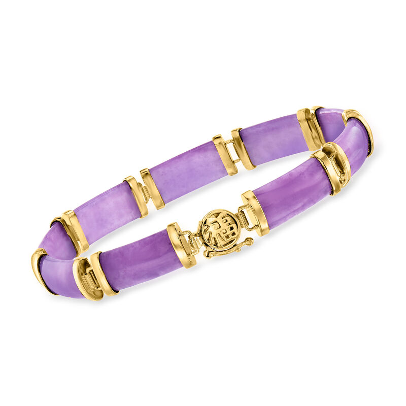 Purple Jade "Good Fortune" Bracelet in 18kt Gold Over Sterling image number 0