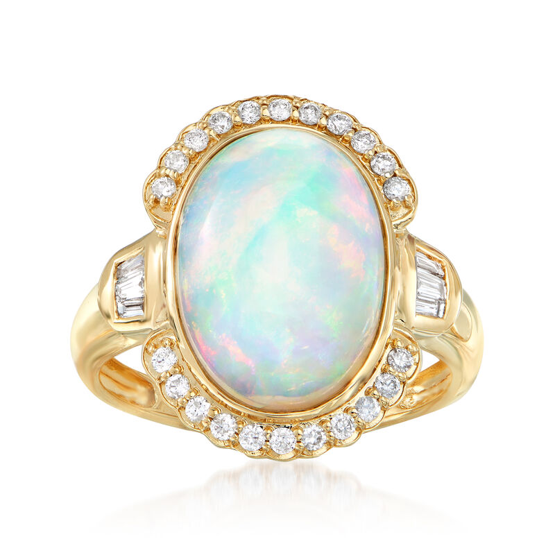 Ethiopian Opal and .30 ct. t.w. Diamond Ring in 14kt Yellow Gold image number 0