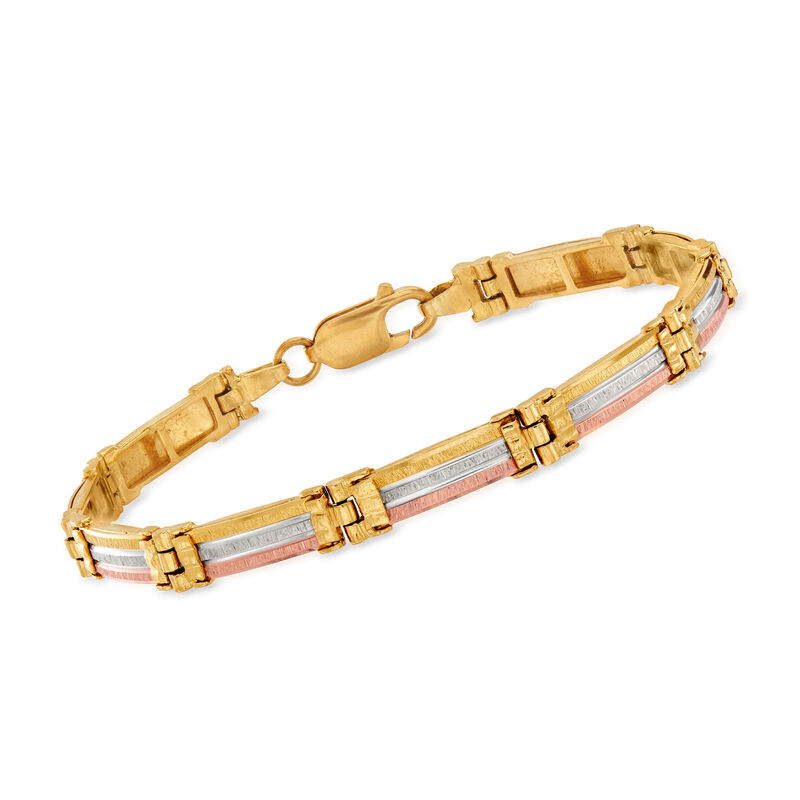 C. 1990 Vintage 14kt Tri-Colored Gold Link Bracelet image number 0