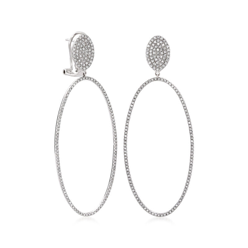 1.15 ct. t.w. Diamond Open-Space Oval Drop Earrings in 14kt White Gold image number 1