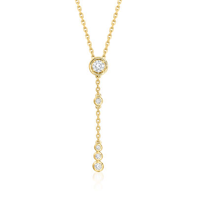 .40 ct. t.w. Bezel-Set Lab-Grown Diamond Y-Necklace in 18kt Gold Over Sterling