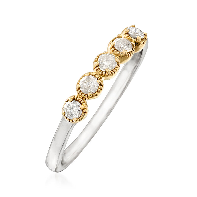 .25 ct. t.w. Diamond Five-Stone Ring in Sterling Silver with 14kt Yellow Gold image number 2