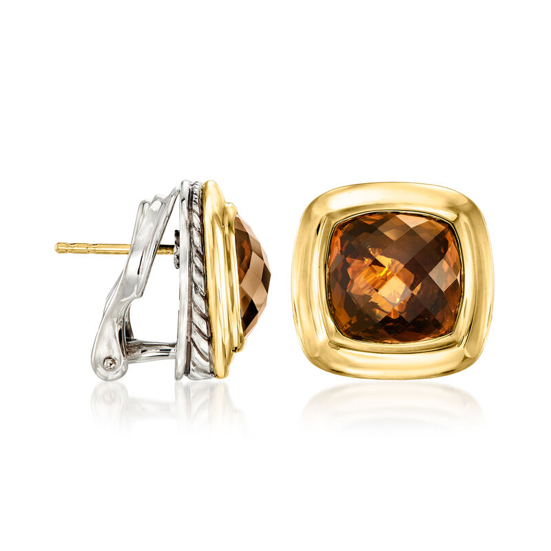 C. 1990 Vintage David Yurman 7.80 ct. t.w. Citrine Earrings in 18kt Yellow Gold and Sterling Silver image number 2