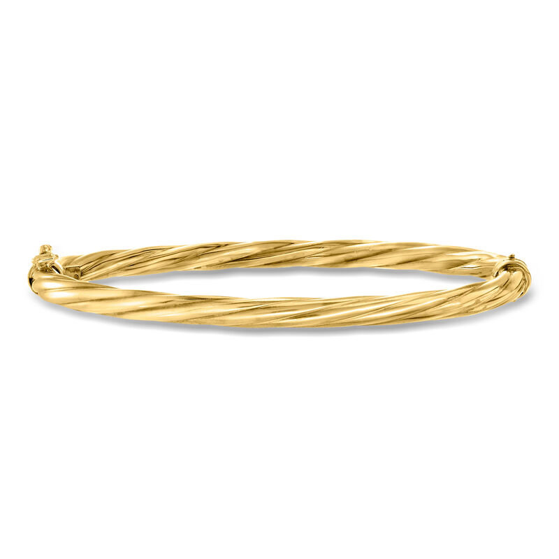 Italian 4mm 18kt Gold Over Sterling Twisted Bangle Bracelet image number 0