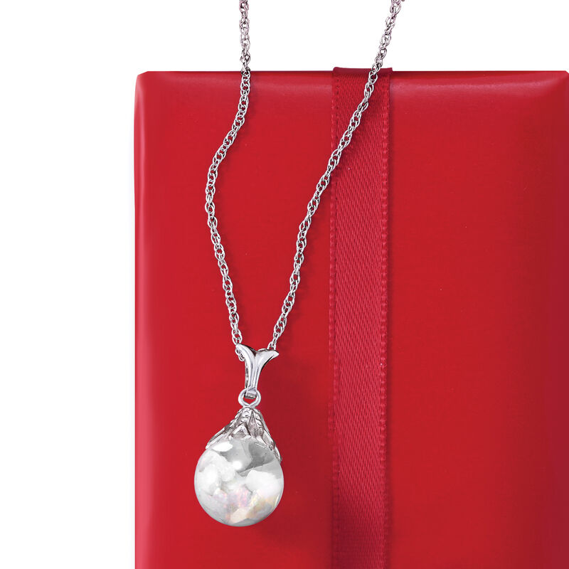 Floating Opal Pendant Necklace in 14kt White Gold image number 3