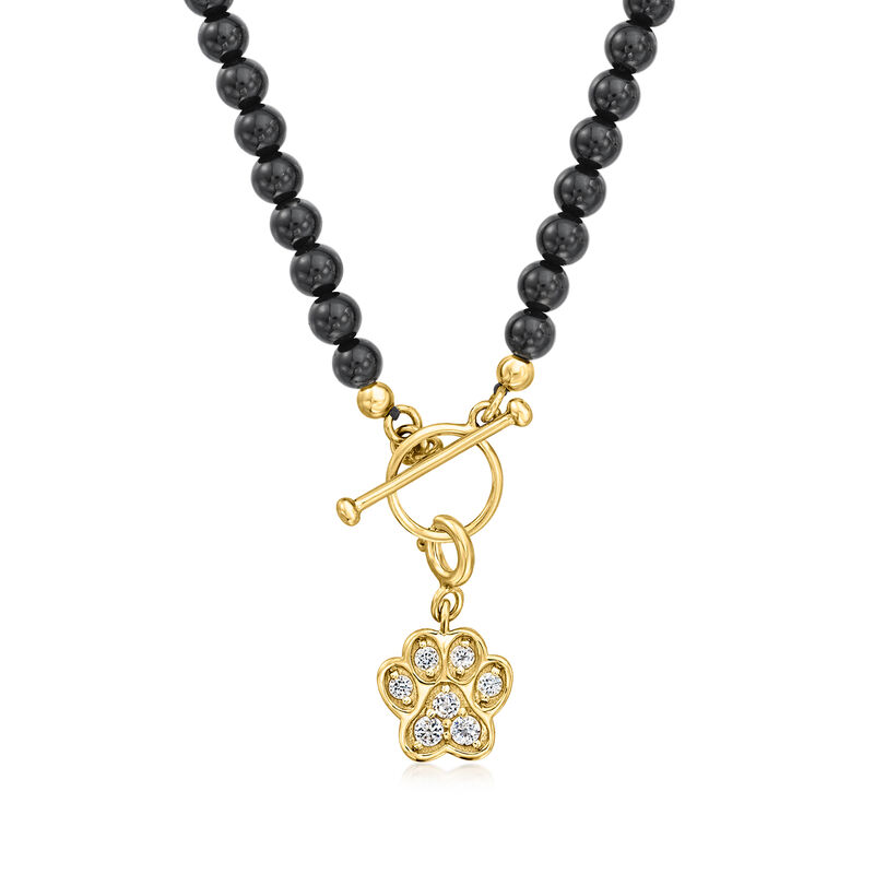 .40 ct. t.w. White Topaz Paw Print Charm in 18kt Gold Over Sterling  image number 2