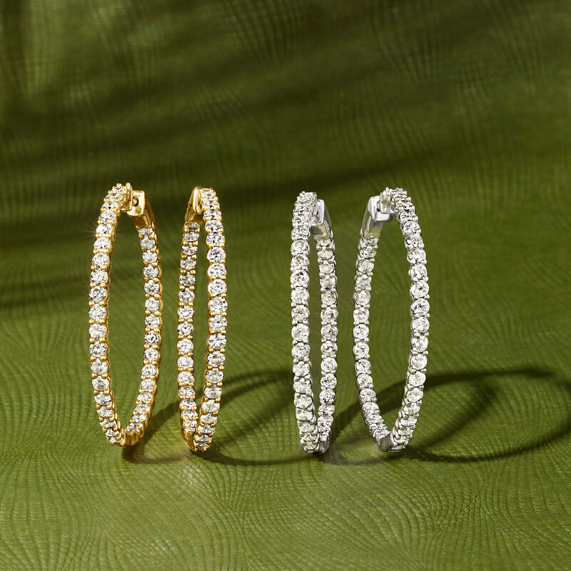 5.00 ct. t.w. Diamond Inside-Outside Hoop Earrings in 14kt Yellow Gold image number 4