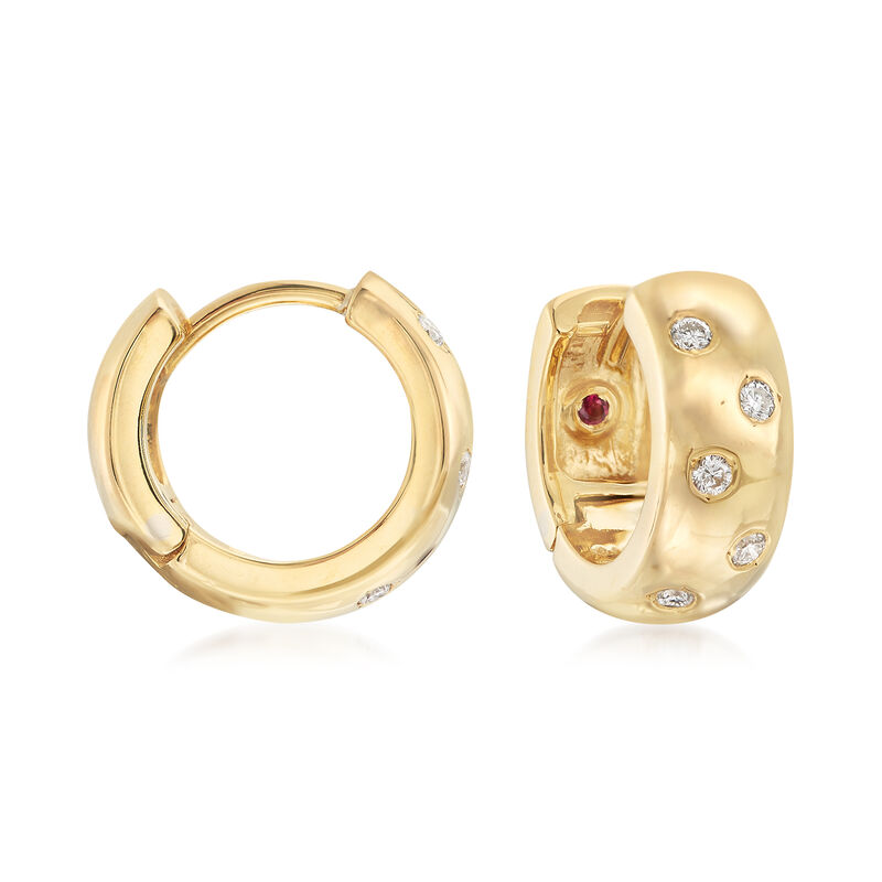 Roberto Coin .14 ct. t.w. Diamond Huggie Hoop Earrings in 18kt Yellow Gold. 1/2&quot; image number 0