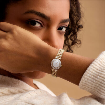 C. 1980 Vintage Geneve 1.00 ct. t.w. Diamond Watch with Synthetic Sapphire in 14kt Yellow Gold