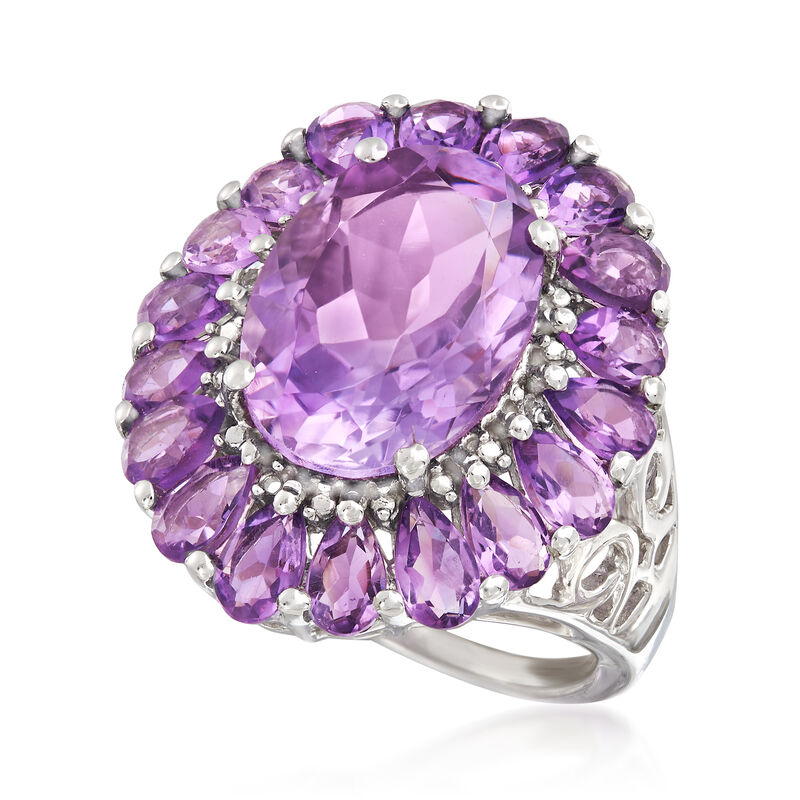 8.50 ct. t.w. Amethyst Frame Ring in Sterling Silver image number 3