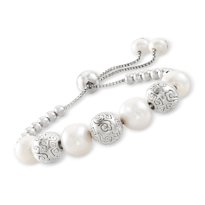 6-10.5mm Cultured Pearl and Sterling Silver Bead Bolo Bracelet image number 0