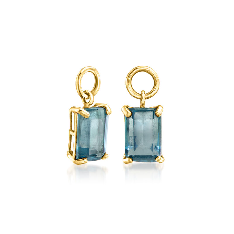 .60 Carat London Blue Topaz Single Hoop Charm in 14kt Yellow Gold image number 2