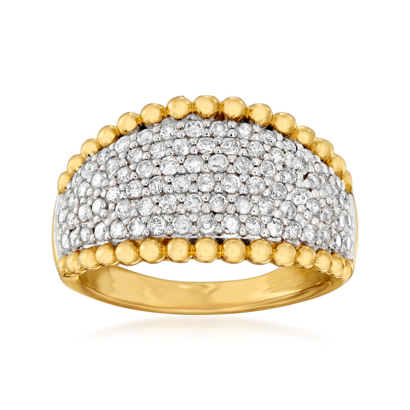 1.00 ct. t.w. Diamond Beaded Ring in 18kt Gold Over Sterling image number 0