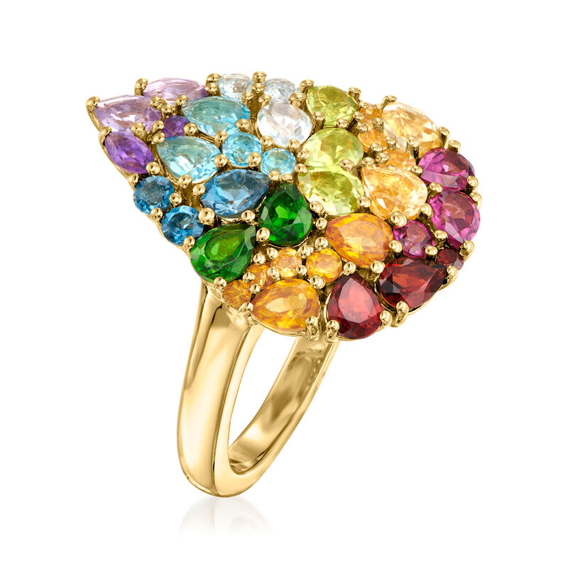 3.89 ct. t.w. Multi-Gemstone Teardrop Ring in 18kt Gold Over Sterling image number 2