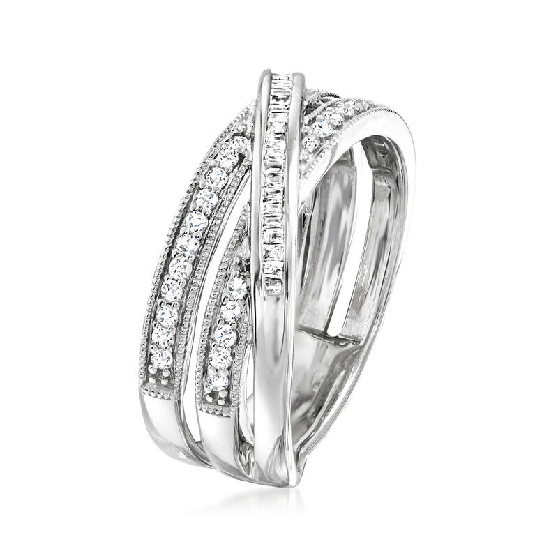 .33 ct. t.w. Round and Baguette Diamond Crisscross Ring in Sterling Silver image number 2