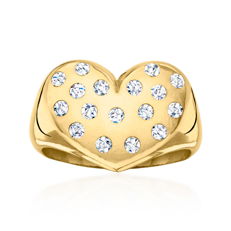 Italian .30 ct. t.w. CZ Heart Ring in 18kt Gold Over Sterling image number 0