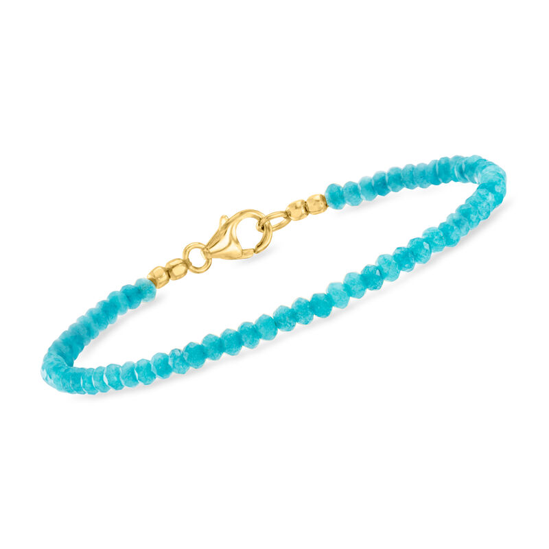 11.00 ct. t.w. Blue Apatite Bead Bracelet in 18kt Gold Over Sterling image number 0