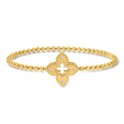 Roberto Coin "Venetian Princess" 18kt Yellow Gold Bead Stretch Bracelet with Diamonds