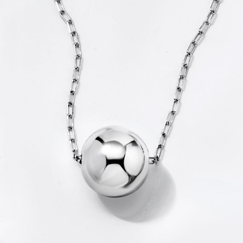 Italian Sterling Silver Bead Paper Clip Link Necklace. 18" image number 2