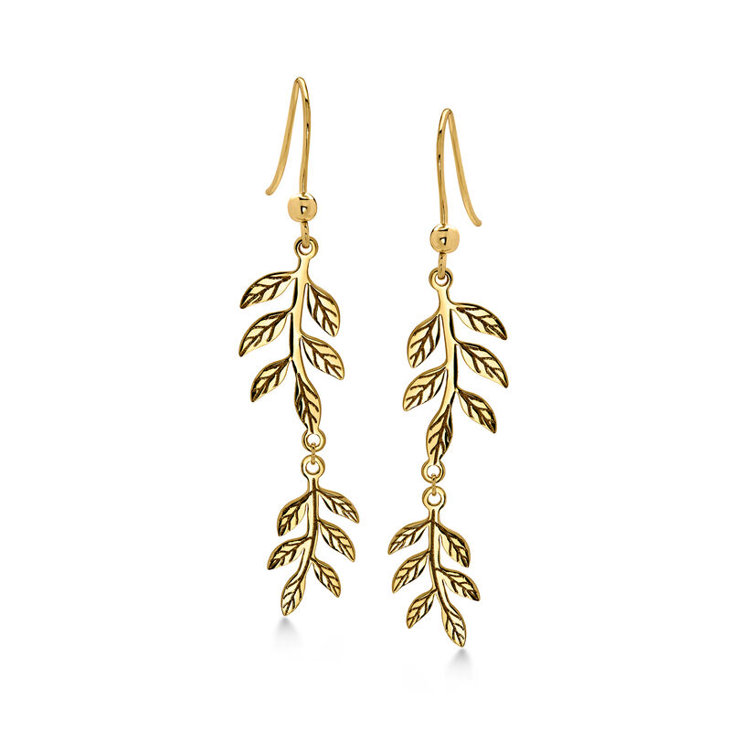 Italian 10kt Yellow Gold Leaf Drop Earrings image number 0
